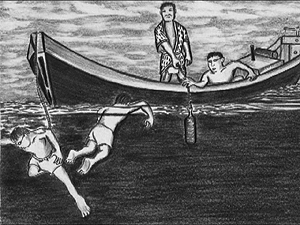 Okinawan Fishermen and Their Boats